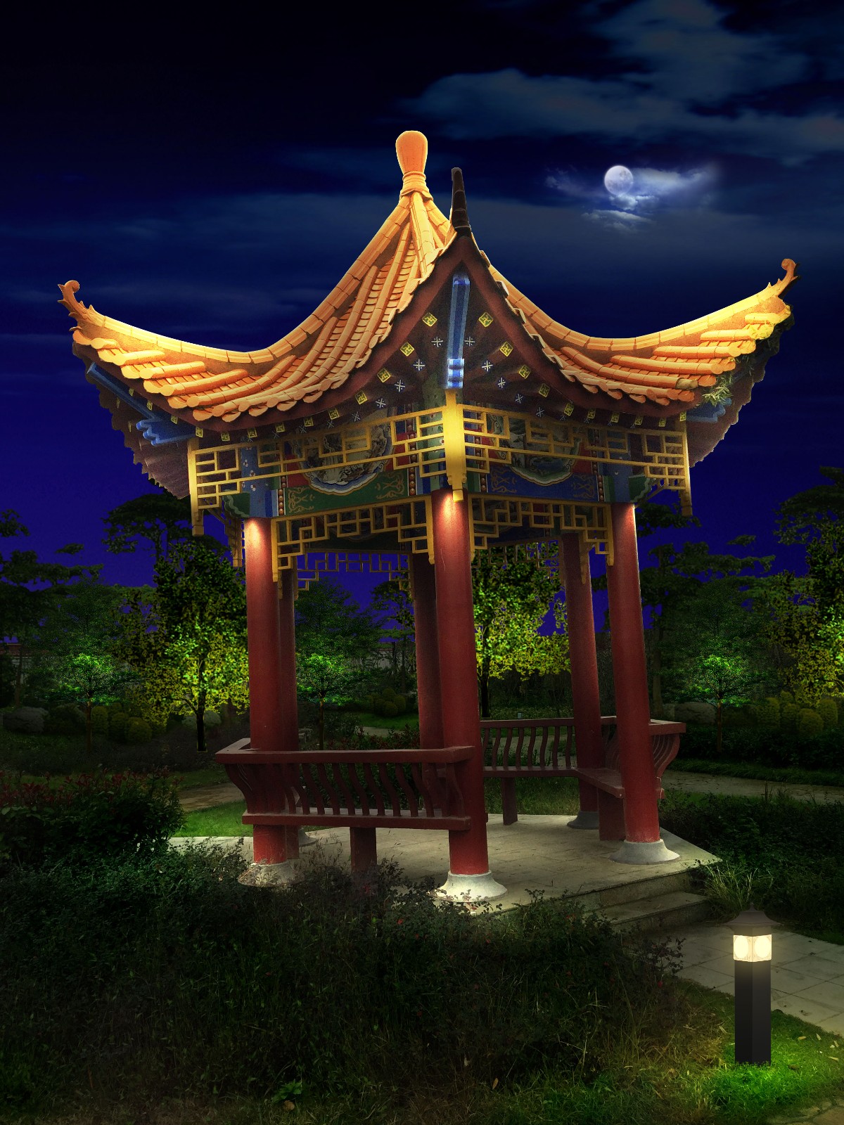 阜南縣清河公園，體育公園景觀亮化
